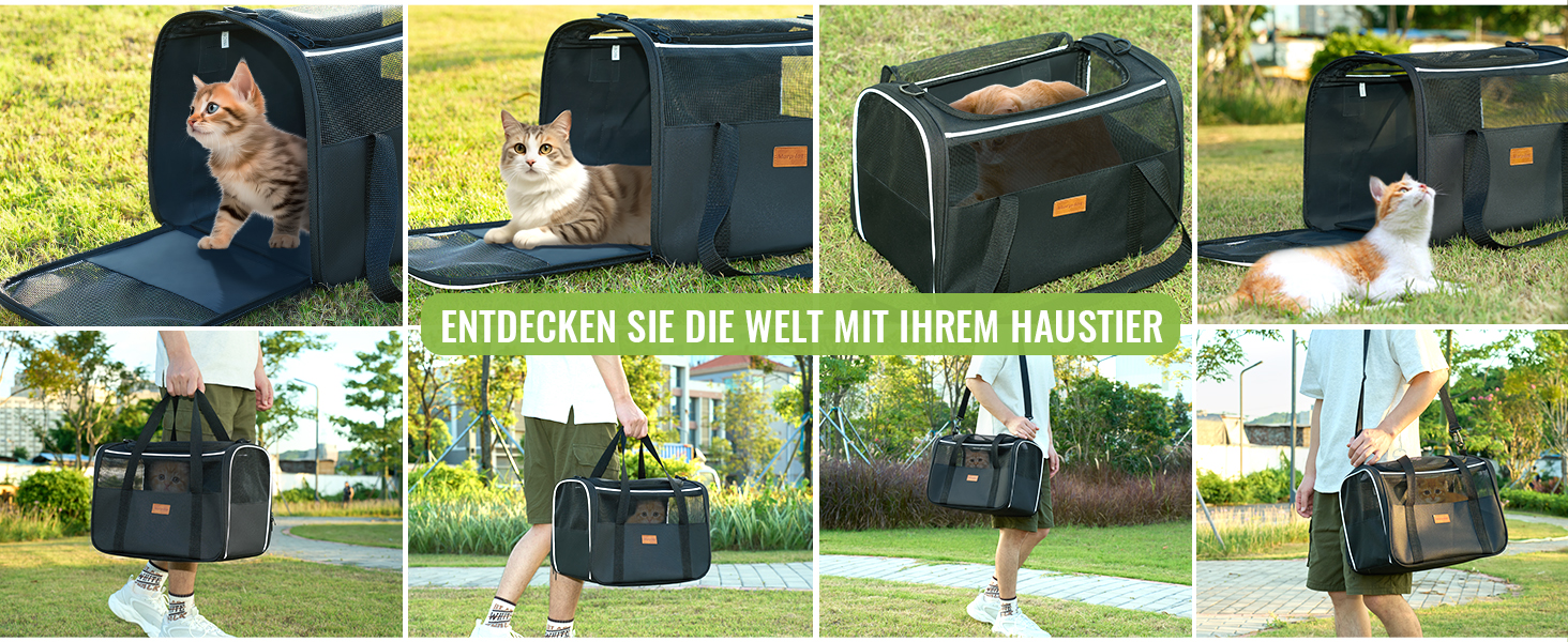 Транспортна переноска для котів та цуценят Morpilot до 5 кг, сіра, велика, для подорожей та до ветеринара