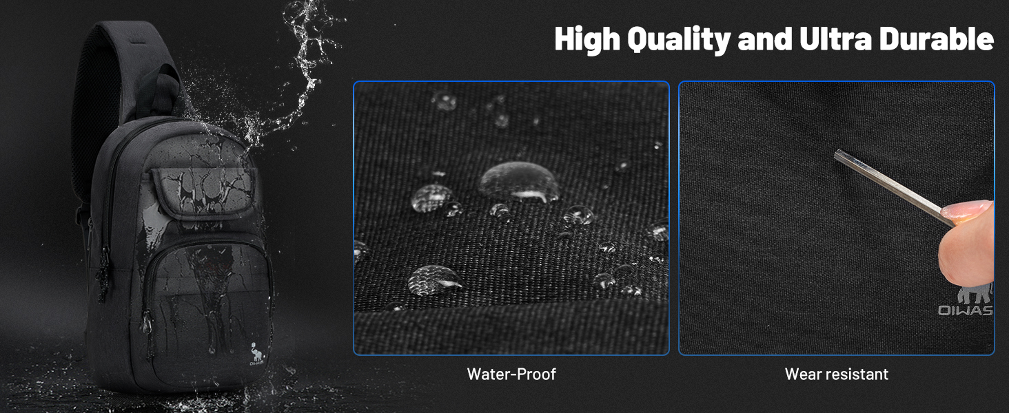 Чоловіча нагрудна сумка Oiwas, маленька сумка через плече для чоловіків та жінок, спортивна сумка для піших прогулянок та активного відпочинку (чорна)