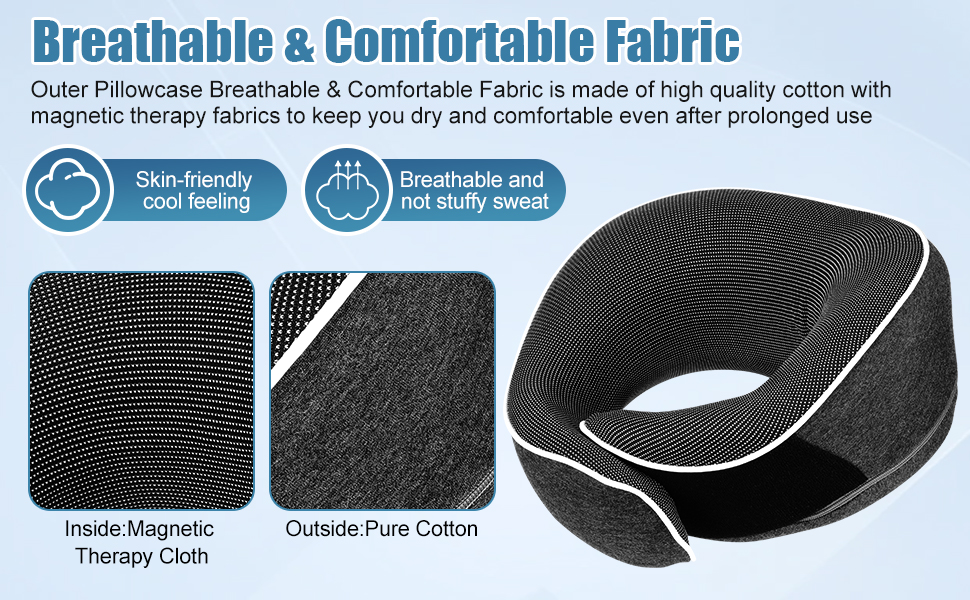 Подушка для шиї у літак та автомобіль, 100% Memory Foam, 360° регулювання, для дорослих