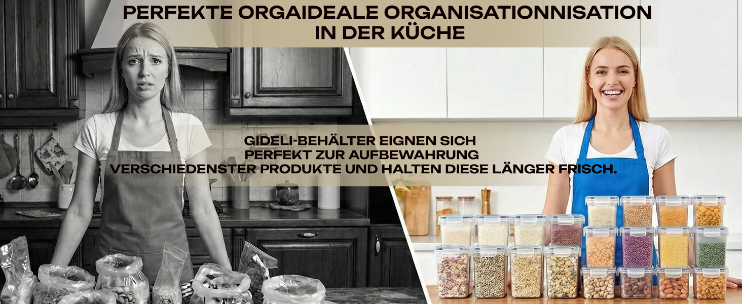 Набір контейнерів для зберігання продуктів з кришкою, 24 шт. BPA-free, великі кухонні контейнери, органайзер для борошна, цукру, круп, з ручкою та етикетками