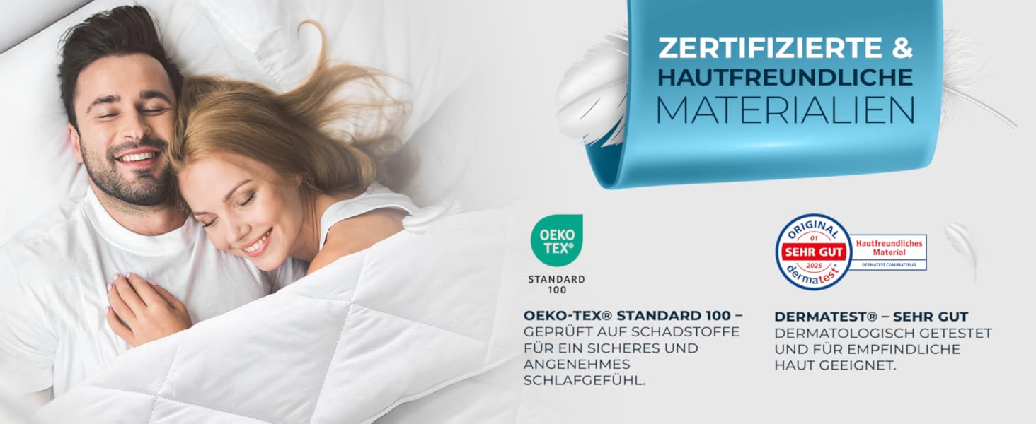 Літня ковдра Glückstoff® 135x200 см: сертифікована в Німеччині, з Öko-Tex наповнювачем, легка та дихаюча