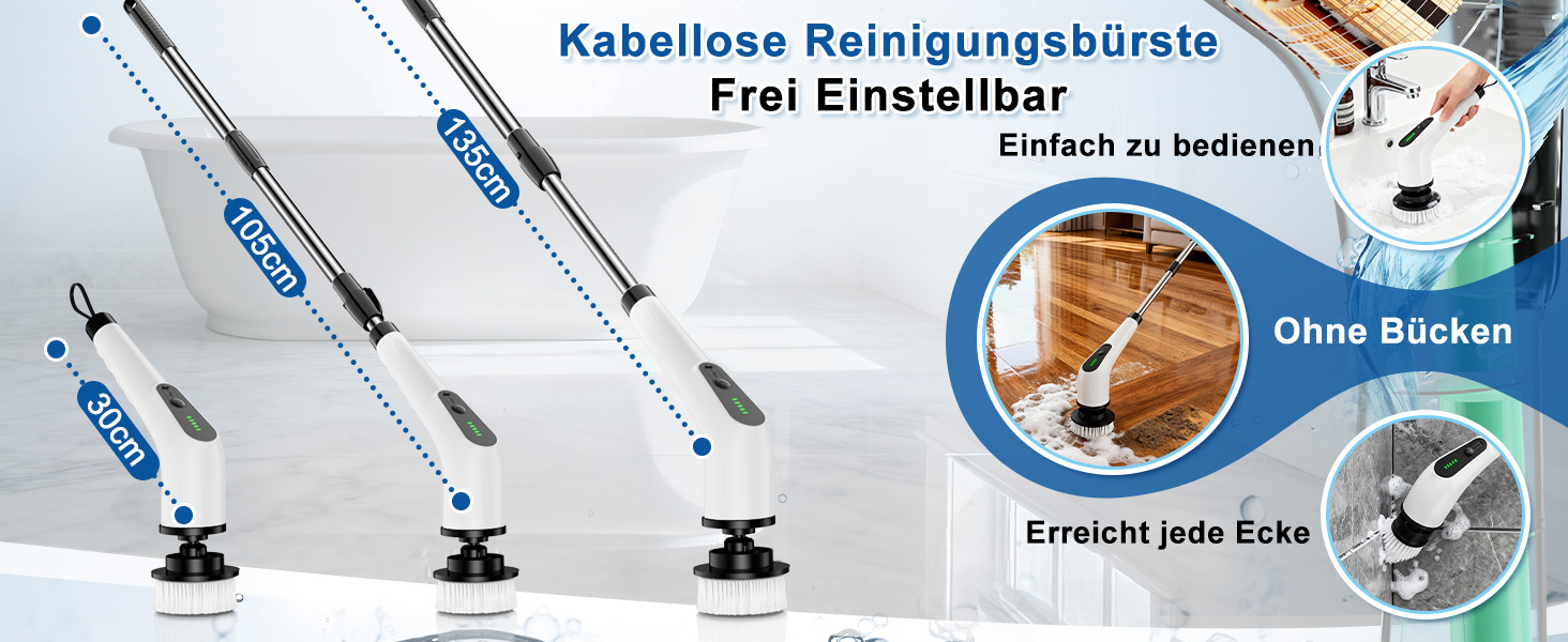 Електрична щітка для прибирання 9 в 1 з набором насадок, акумулятор 3000mAh, для ванної, кухні, авто, плитки
