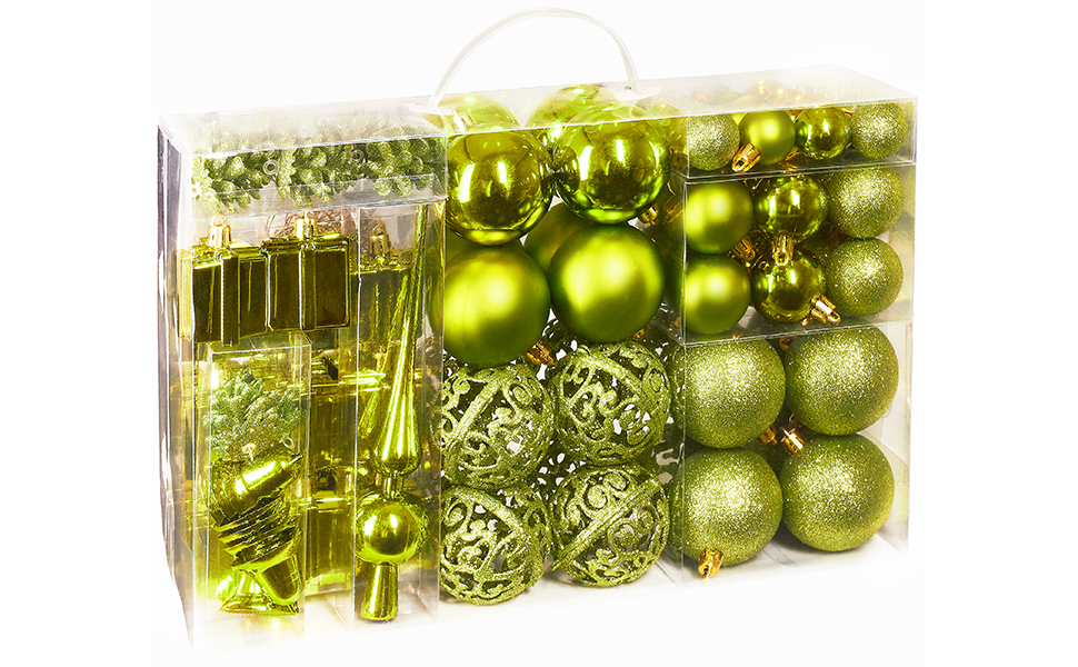 Набір прикрас для ялинки BRUBAKER 101 шт. з верхівкою, кремово-білий, зелений