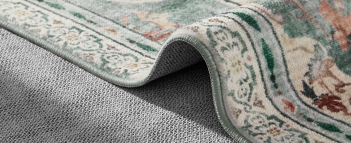 Килим SONGMICS HOME Vintage, 120x170 см, для вітальні, спальні, кухні, коридору, їдальні, миючий, з антиковзаючим покриттям, аквамарин (TAR032G01)