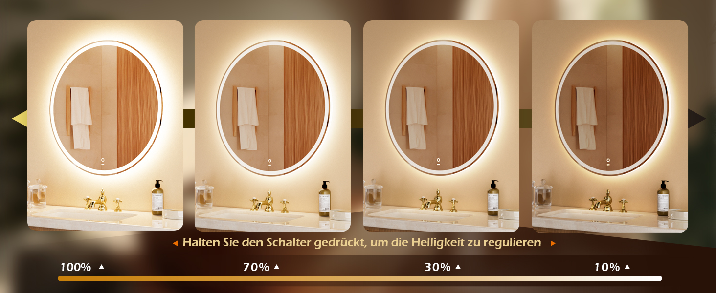 LED дзеркало для ванної кімнати KWW 80 см з регулюванням кольору, протитуманне, диммування, сенсорне керування, 80x80 см