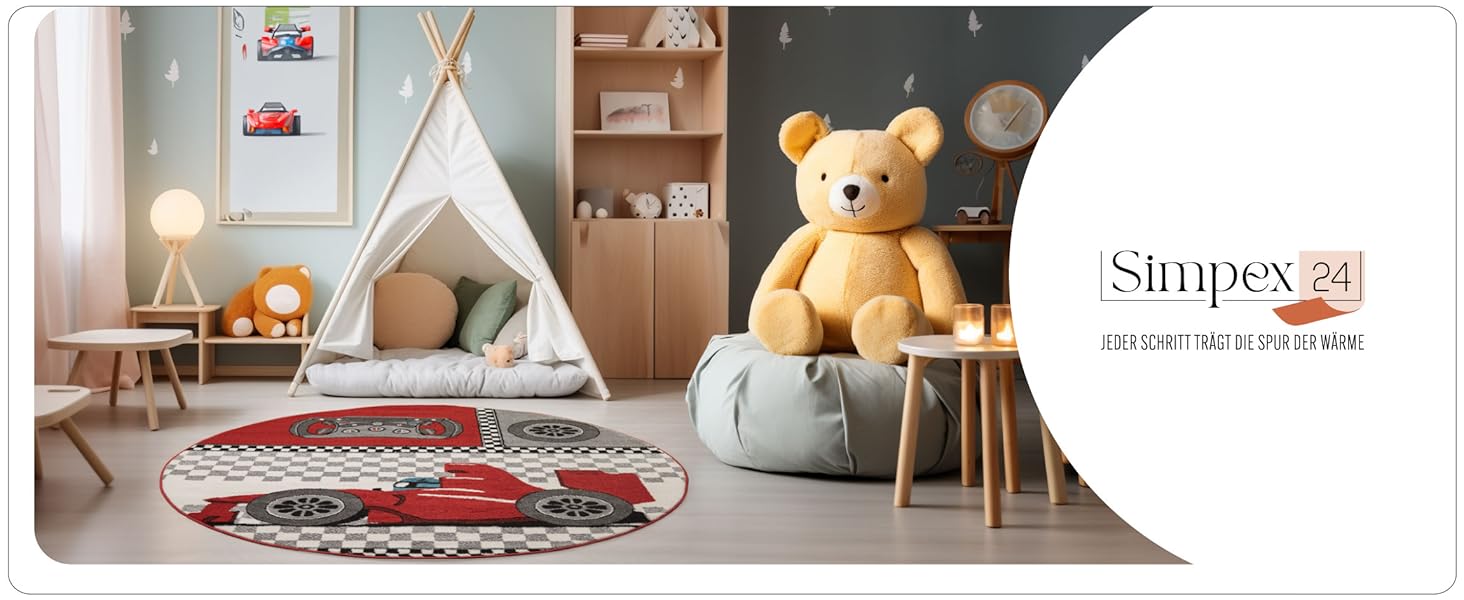 Дитячий килим круглий Elefant Design, короткий ворс, 120 см, синьо-сірий, гіпоалергенний, для дівчаток та хлопчиків