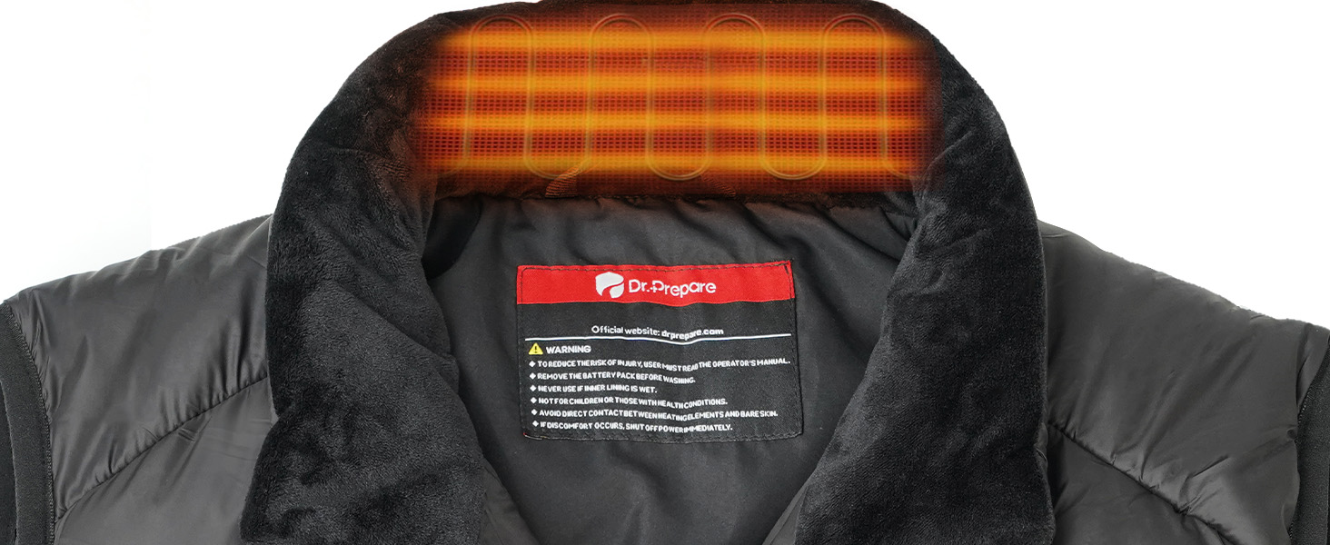 Обогрівальна жилетка Dr.Prepare для чоловіків та жінок з Powerbank 16000mAh, 3 режими нагріву, 10 зон нагріву, для активного відпочинку, подорожей, спорту, чорна