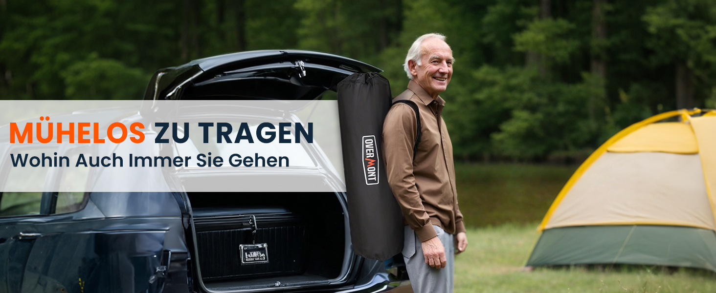 Кемпінговий стілець OVERMONT з високою спинкою, складний, з підголівником - до 226 кг - для пікніка, походу, саду