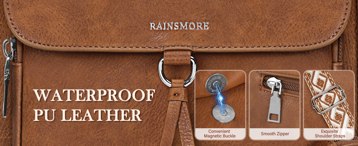 Сумка жіноча RAINSMORE середнього розміру через плече, шкірзам PU, чорно-коричнева