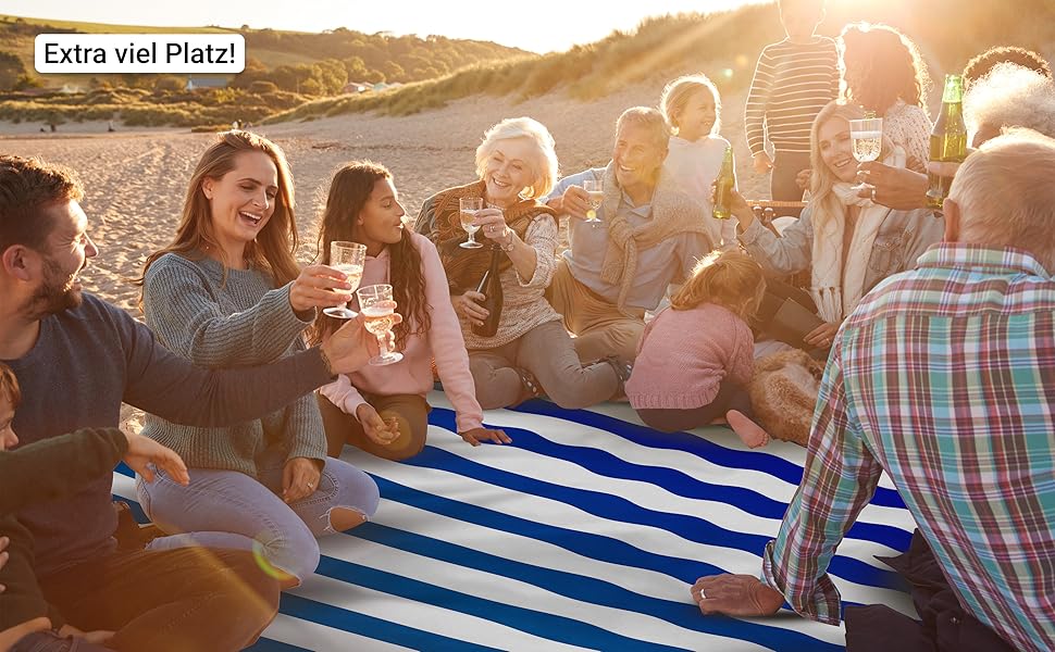 HOEL Picnic Blanket 200x200 cm Water-Repellent + Insulated - Padded Beach Mat XXL - Picnic Blankets - Outdoor Beach Blanket for Picnic Camping Beach