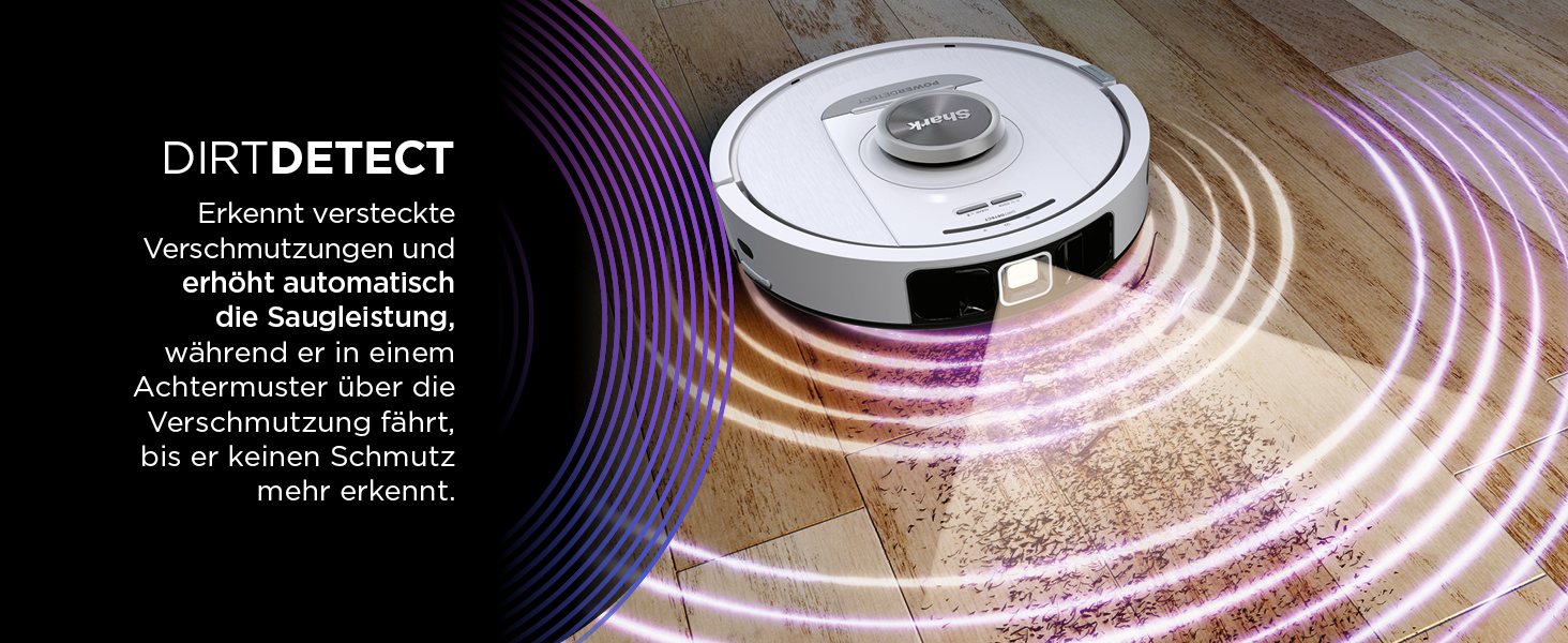 Робот-пилосос Shark PowerDetect з базою самоочищення, самостійно спустошується до 60 днів, для шерсті тварин, килимів та твердих підлог, з 3D- та LiDAR-навігацією, 14,5 см заввишки, білий