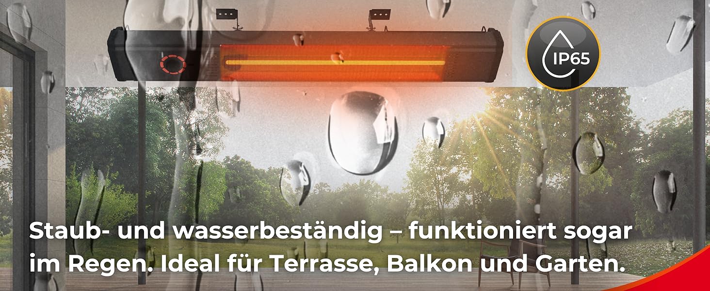 Інфрачервовий обігрівач Climative 2500W – електричний обігрівач з 9 рівнями, IP65 для тераси та приміщення, настінний, з пультом та таймером, чорний