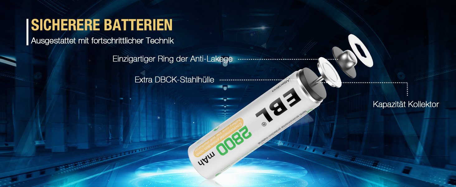 Зарядний пристрій для акумуляторів EBL AA AAA 9V NIMH з 4-ма відсіками, смарт-зарядка, LED-дисплей, швидка зарядка (з набором акумуляторів)