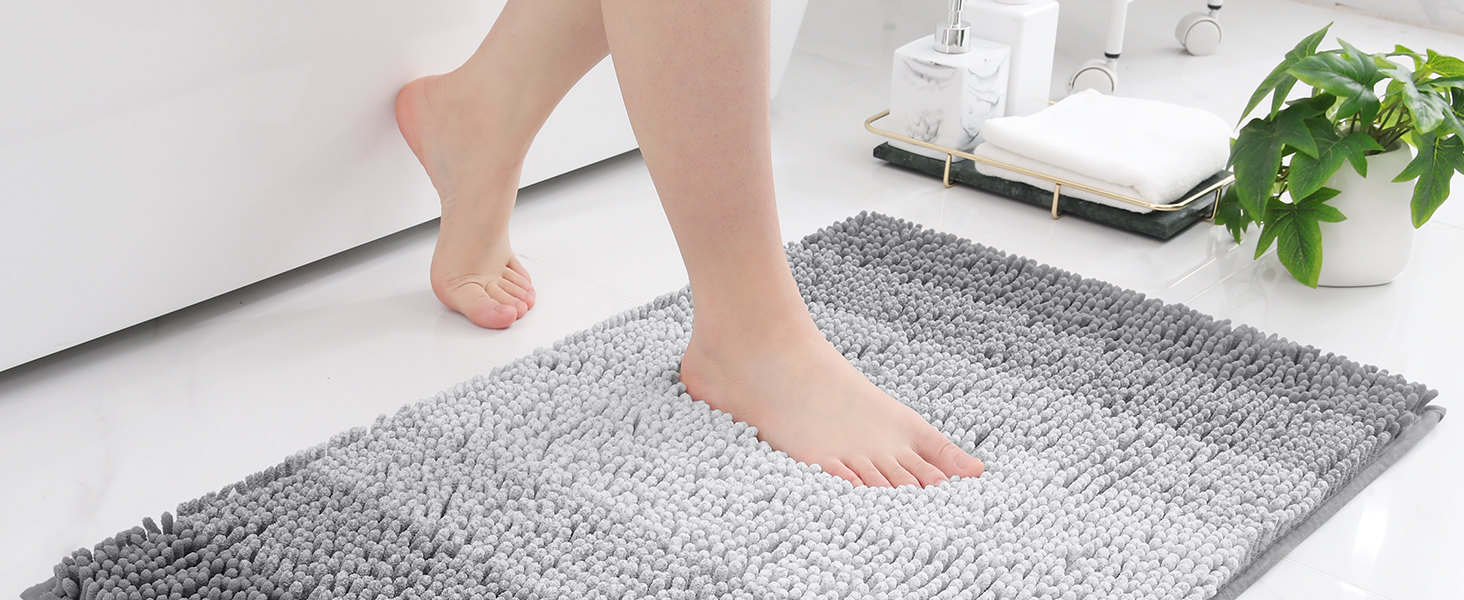 Килимок для ванної кімнати Homaxy з м'якого велюру, неслизький, 40x60 см, сірий