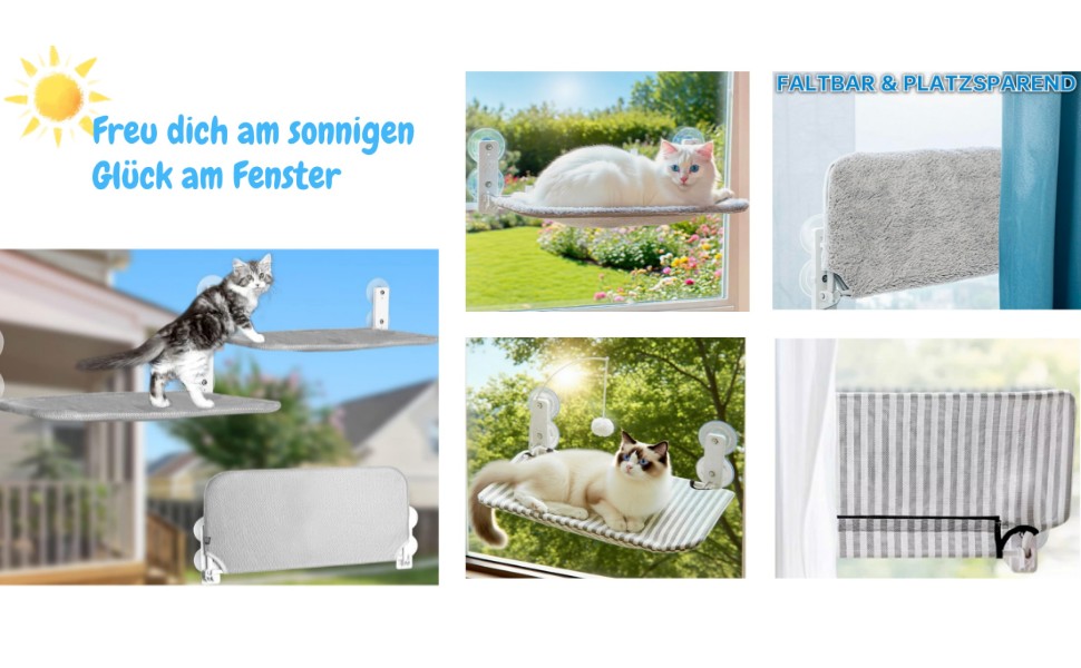 Кігтеточка-ліжко для котів на вікно, гамак з міцними присосками до 18 кг, знімний та перевертаний чохол, складана та стабільна (смужки, L)