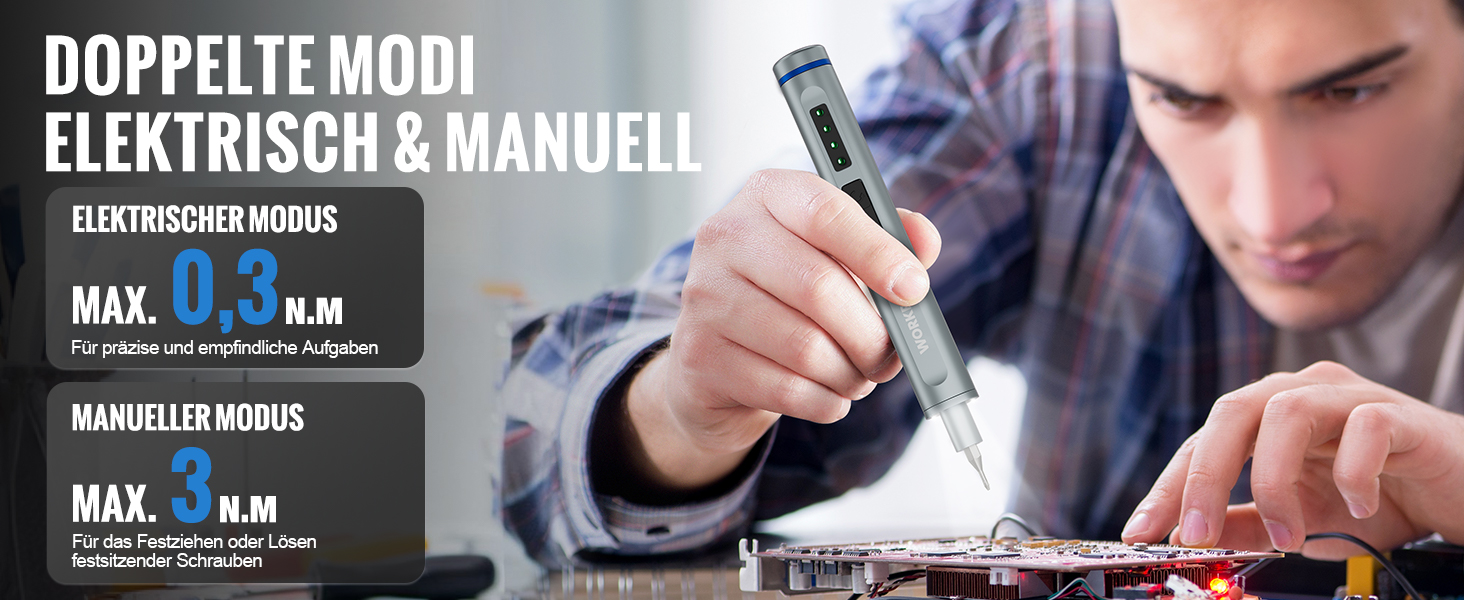 WORKPRO Набір викруток 42-в-1 електричний, для точних ремонтів телефонів, годинників, камер, з 36 бітами S2, магнітною коробкою, зарядкою Type-C