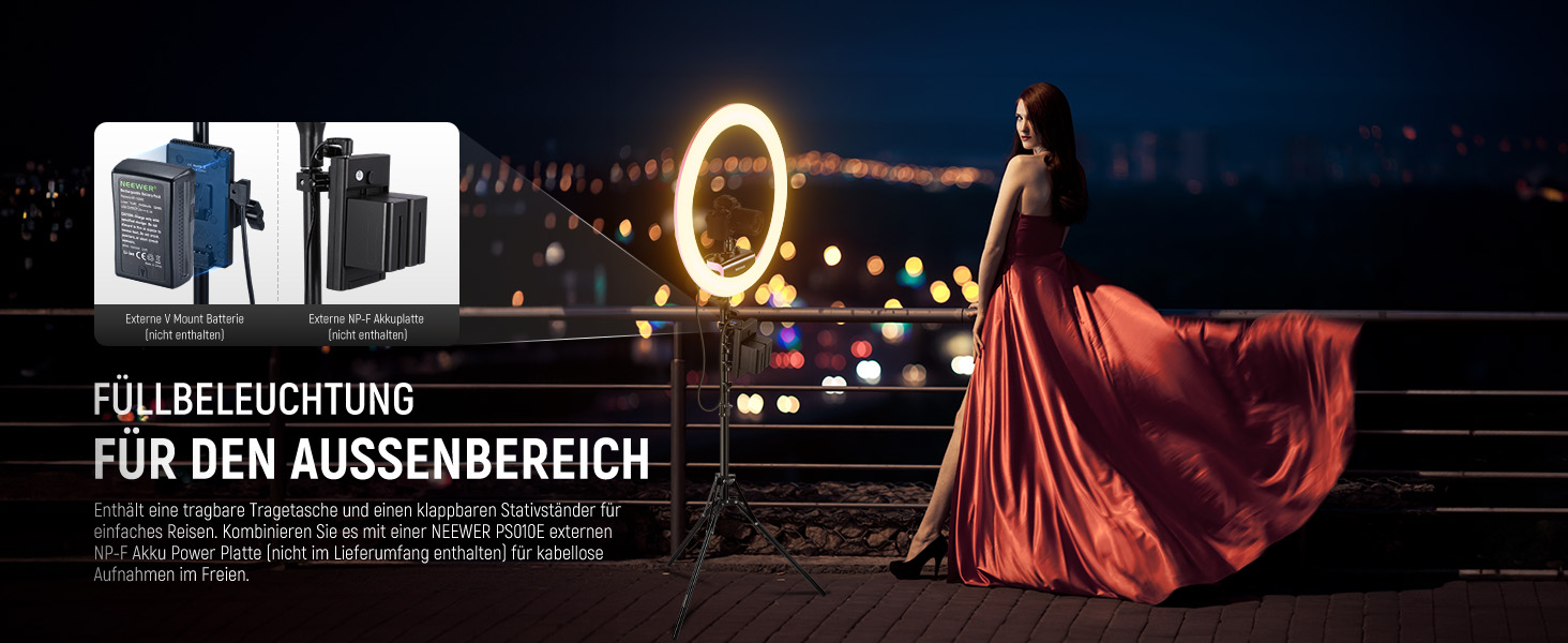 NEEWER Комплект кільцевого світла для фото та відео: 48 см, 52 Вт, регульоване LED світло, штатив, Bluetooth, рожевий (RP18B Pro)