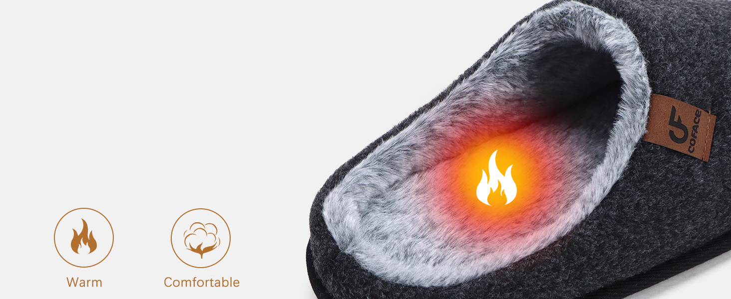 Тапочки чоловічі COFACE з фетру, теплі, зручні, з плюшем, антиковзка гумова підошва, для дому та вулиці, розмір 40-49, чорний, 43 EU