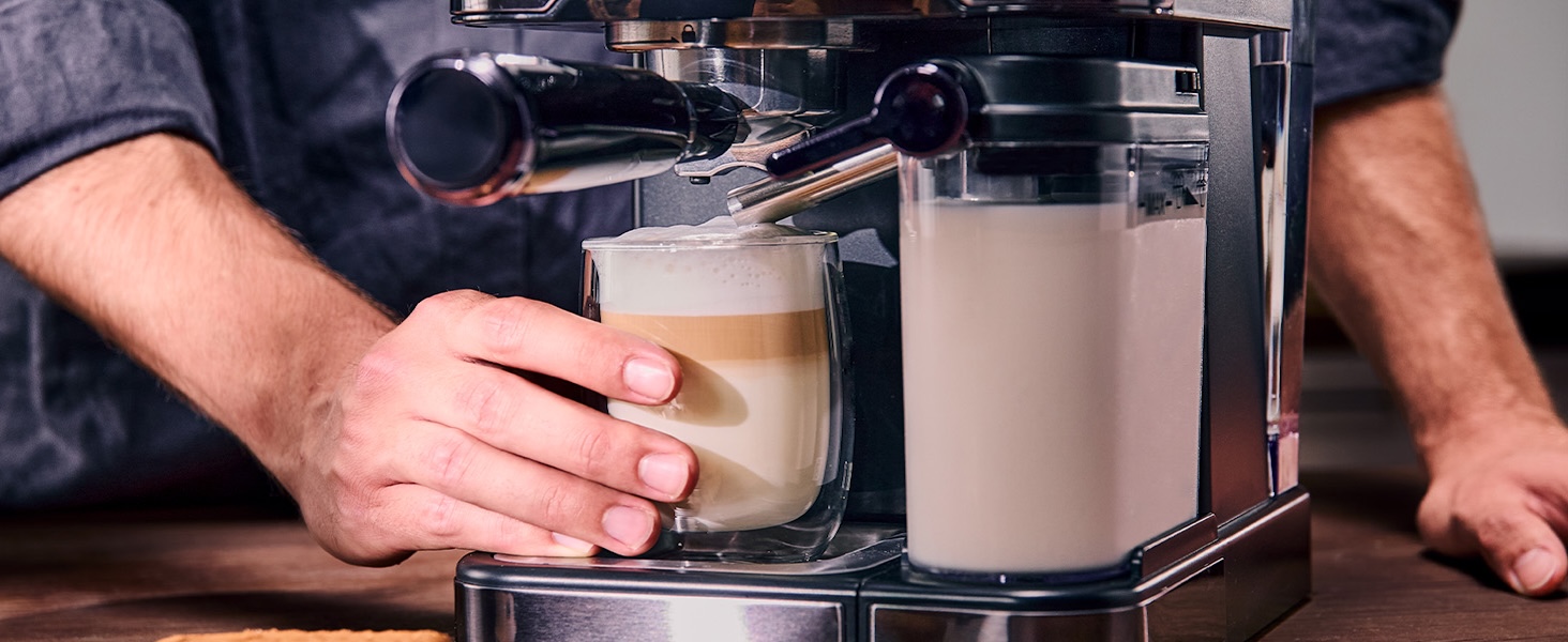Кавомашина Cecotec Power Espresso 20 ColdBrew Latte Fresh: 1350W, 20 Бар, ColdBrew, Сенсорний екран, 1.5л резервуар, капучинатор, нержавіюча сталь
