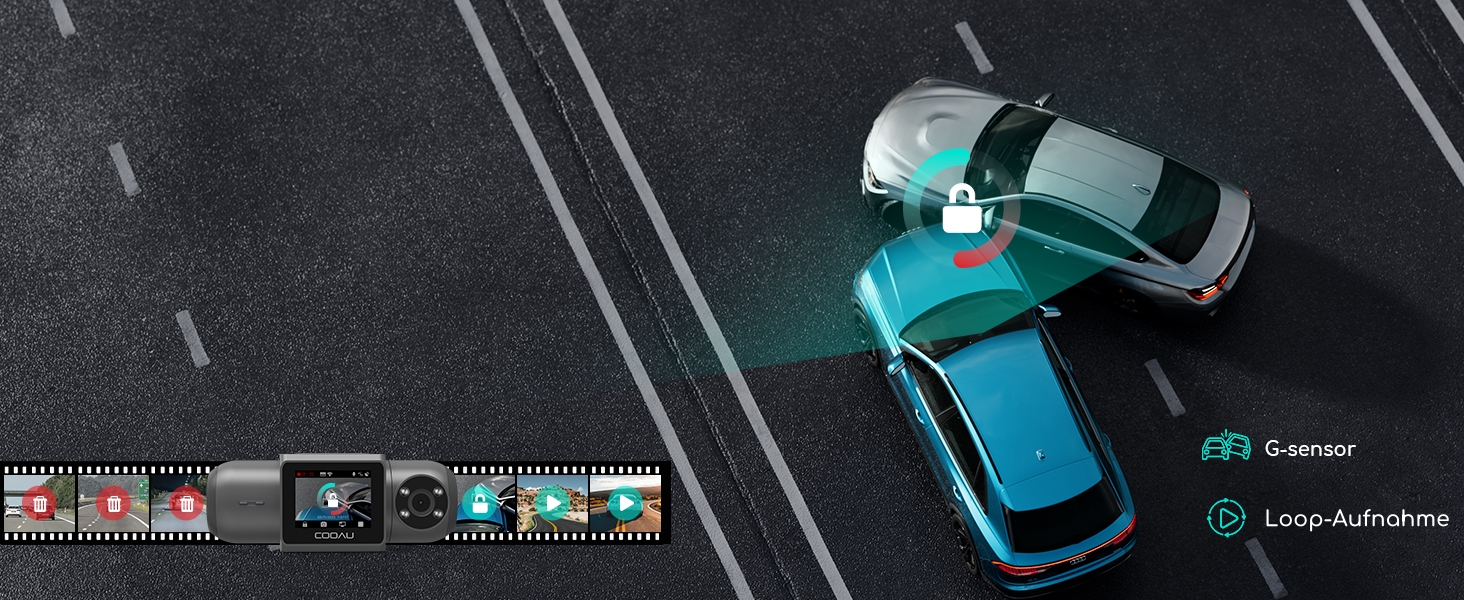 Відеореєстратор COOAU D30S 4K з GPS, WiFi, двома камерами (передньою 4K та внутрішньою 2.5K), інфрачервоною нічною зйомкою, G-сенсором, паркувальним режимом та підтримкою карт пам'яті до 256GB