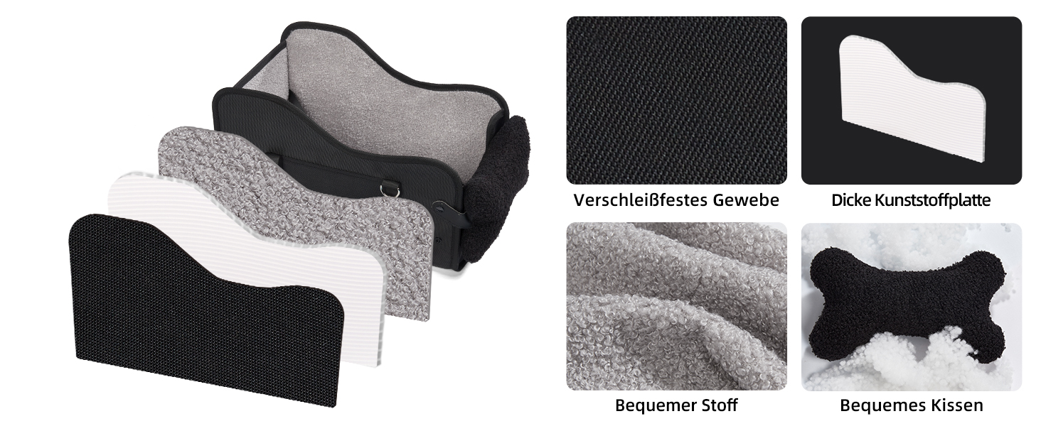 Автокрісло для собак та котів GGW | Безпечне автокрісло для маленьких собак та котів з подвійним кріпленням, водонепроникне, з бічними кишенями та швидкою установкою (сумісне з 99% підлокітників) (Чорний, стандартний стиль)