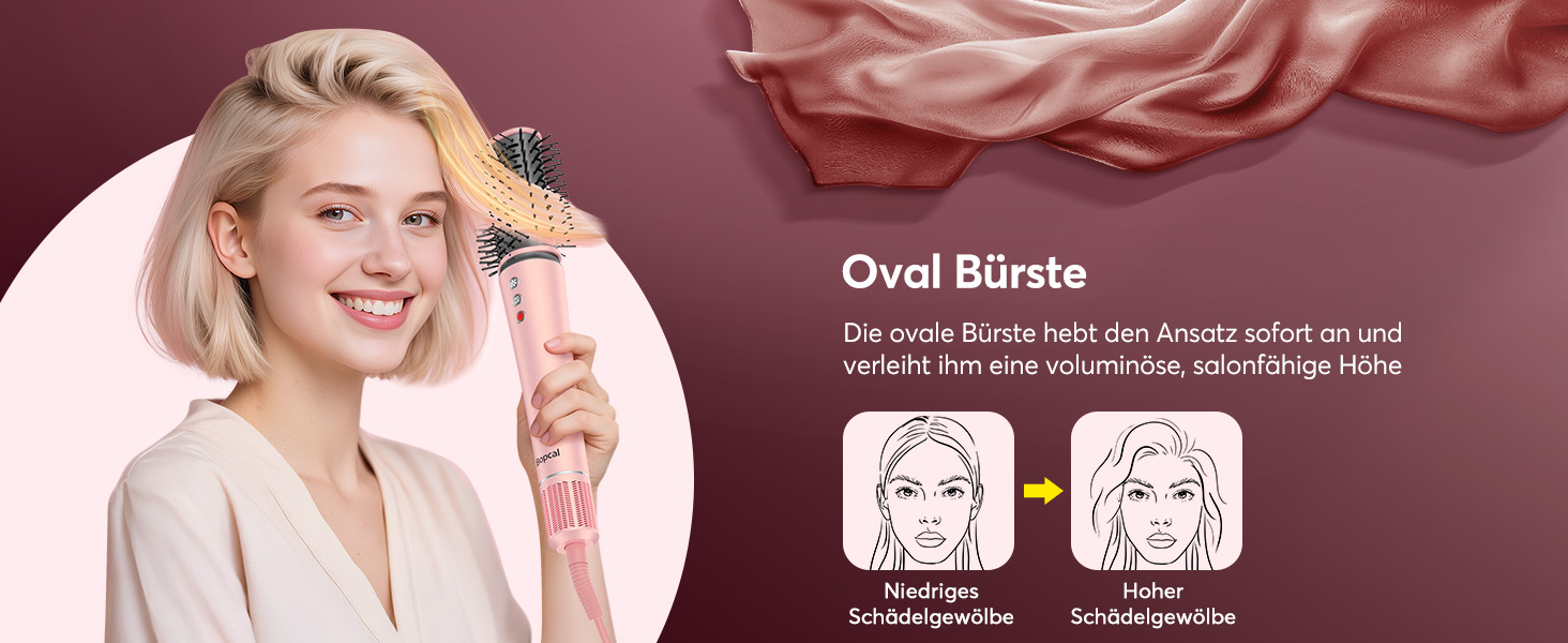 Airstyler 5-в-1: Фен-щітка, стайлер для локонів, випрямляч, сушарка, з чохлом, рожевий