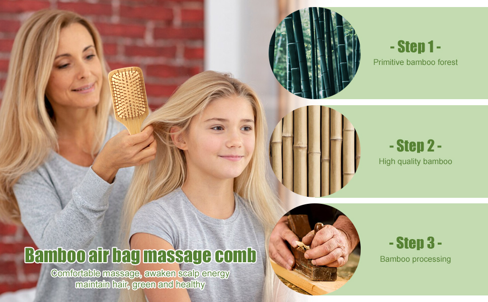 Набір дерев'яних гребінців з бамбука (3 шт.) для волосся: чоловічих, жіночих, дитячих, густого, довгого, хвилястого волосся