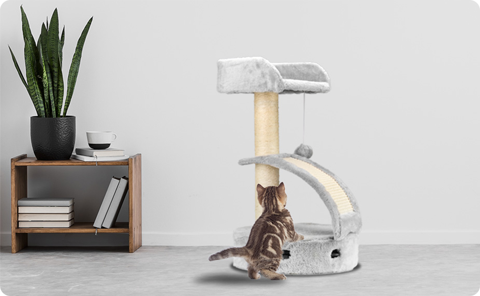 Драбина-кіготник для котів AQPET Panama, 58 см, сірий колір