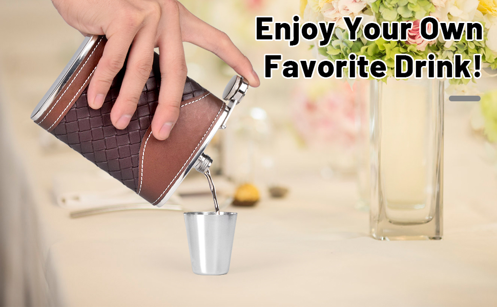 Чоловічий фляга LHD HOME 237 мл, шкіряна пляшка, подарунковий набір, нержавіюча сталь 304, з воронкою та шнапсобіками, чорний