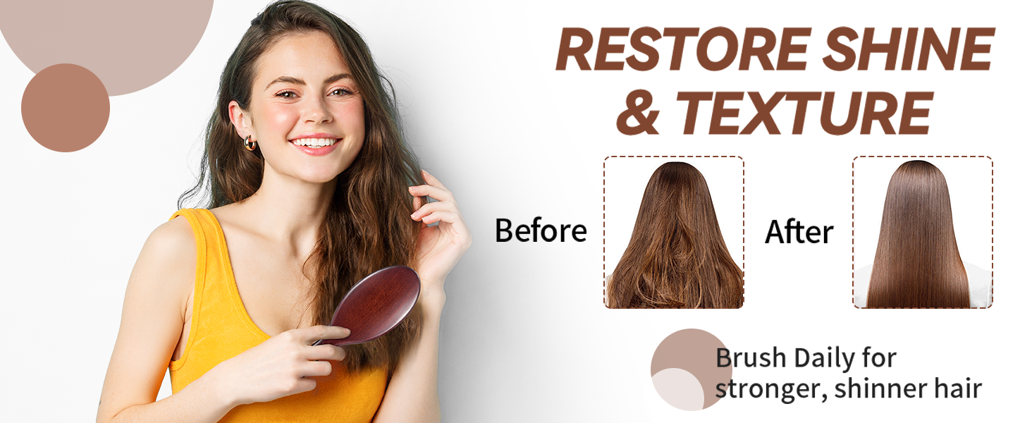 Щітка для волосся з щетиною дикого кабана та нейлоновими шпильками - професійна розпушувальна щітка для жінок, чоловіків та дітей