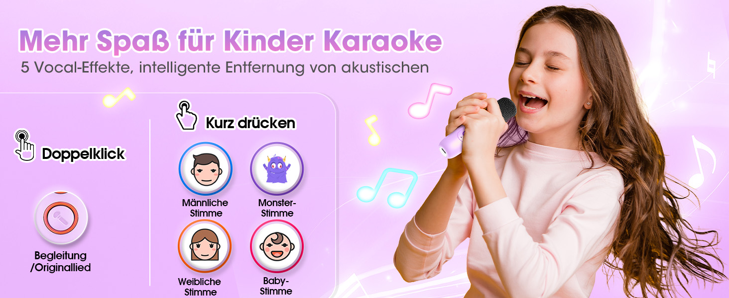 Караоке машина для дітей з 2 мікрофонами, фіолетова. Подарунок для дівчинки 3-12 років. Караоке мікрофон, іграшка для дітей