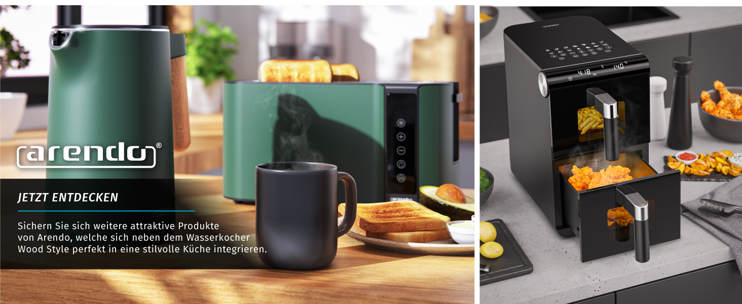 Електричний чайник Arendo з регулюванням температури (45°C-100°C), 1.5 л, з подвійними стінками, без BPA, з функцією підтримання тепла, зелений