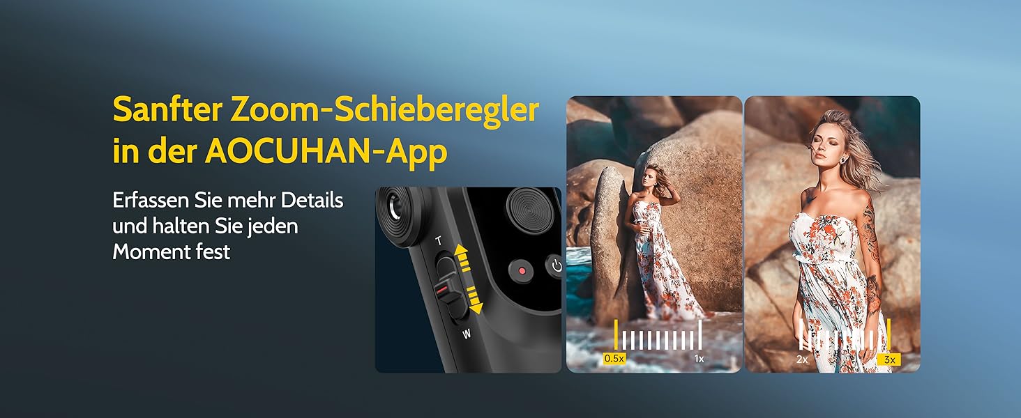 Стабілізатор для смартфона AOCHUAN 3-осьовий з функцією розпізнавання обличчя, вбудованим світлом та 1/4 дюйма різьбою. Підходить для iPhone 16/15 Pro, Android, TikTok-влогів. Чорний.