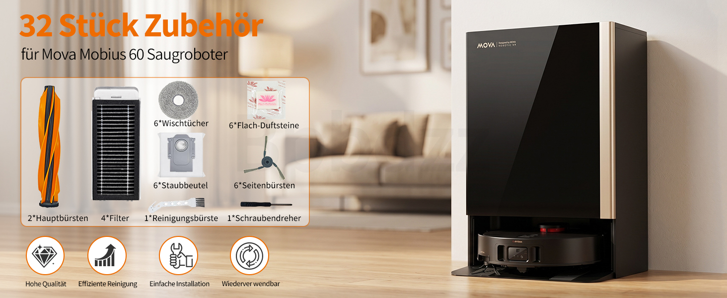 Комплект аксесуарів для робота-пилососа Mova Mobius 60 (S70 Ultra), 28 предметів