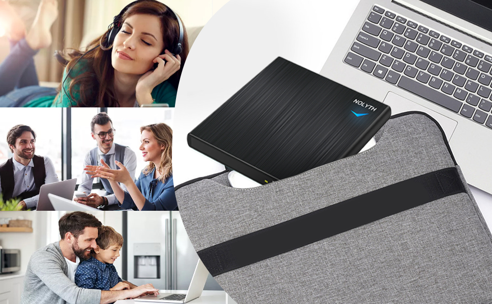 Зовнішній CD/DVD-привід USB 3.0 Type-C з аудіовиходом та USB-портами, тонкий DVD-RW плеєр та записувач для ноутбука, MacBook, Apple, чорний
