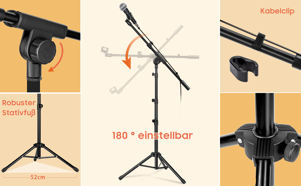 Стійка для мікрофона Cahaya CY0239: металева, портативна, з чохлом для вокалу, виступів, весіль та вулиці