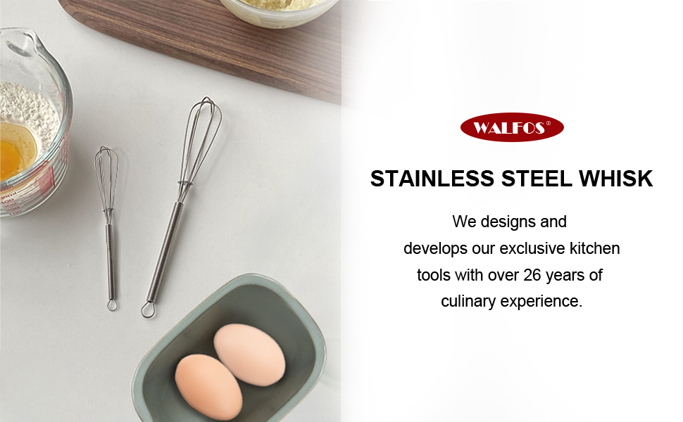 Набір міні-збивачі Walfos (2 шт.) - нержавіюча сталь, 13 см + 18 см. Збивачі для кухні, для приготування, змішування, збивання яєць та інших продуктів.