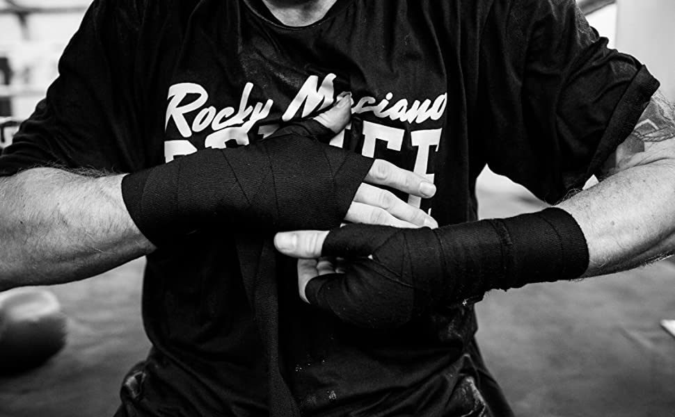 Боксерські рукавички BenLee з натуральної шкіри Fighter (Чорні, 14 oz) + Боксерські бандажі Rocky Marciano