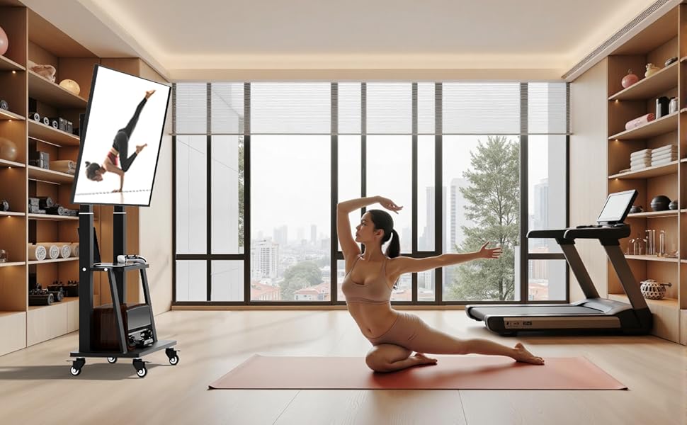 Мобільна підставка для телевізора з колесами, регульована по висоті, VESA 900x600, до 75 дюймів