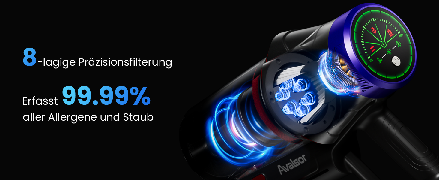 Бездротовий акумуляторний пилосос 48000Pa/580W/65Min, об'єм 1,8L з функцією від'єднання пилу, антизаплутана щітка, 8-ступенева фільтрація. Підходить для килимів, шерсті тварин та твердих поверхонь. Колір: блакитний