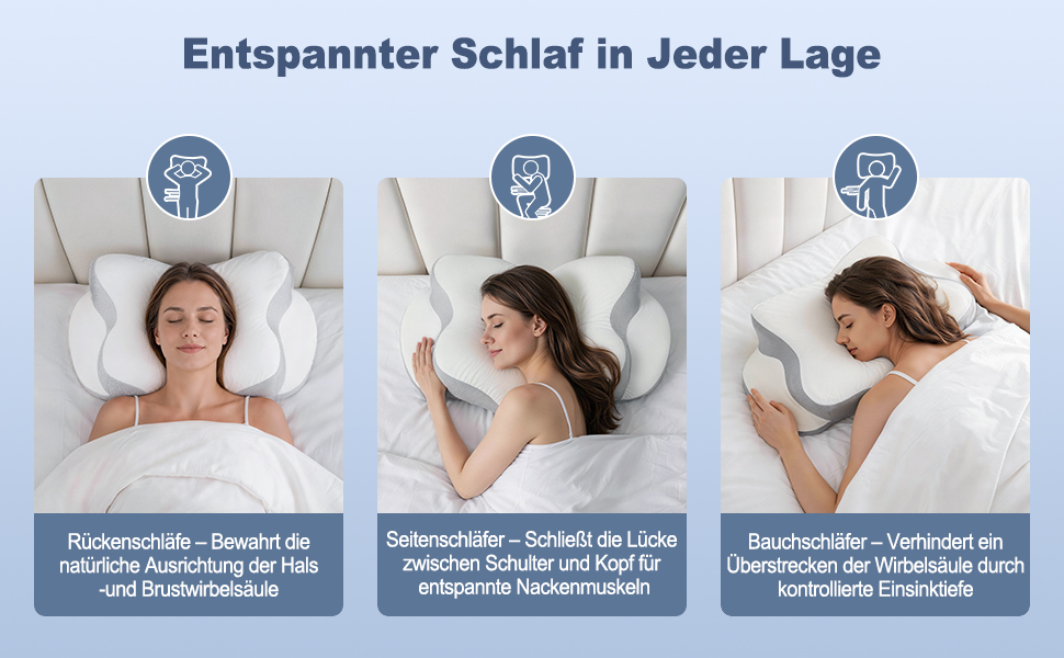 Ортопедична подушка з Memory Foam для сну на боці, спині та животі, біла. Знімний дихаючий чохол.