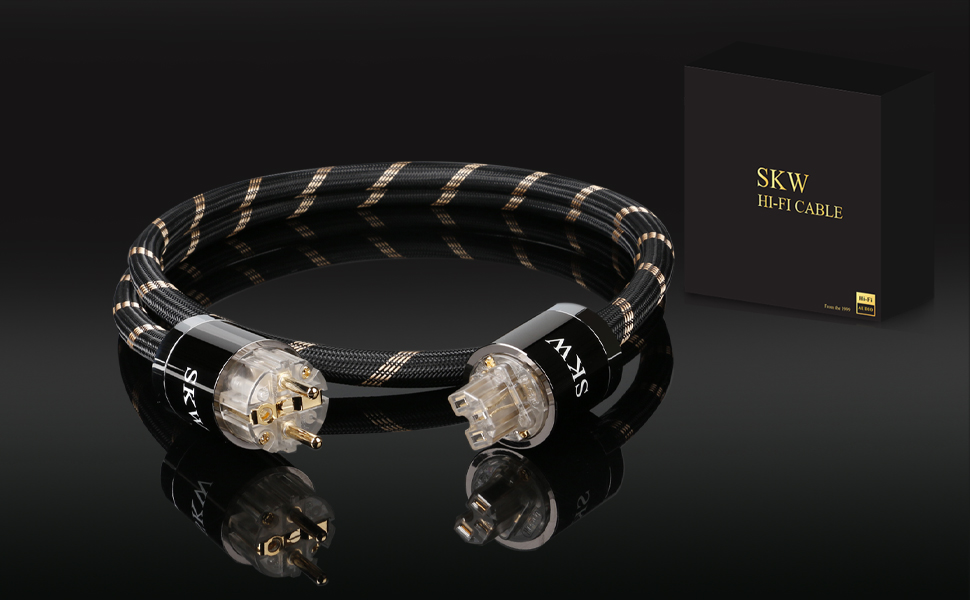 Hi-End мережевий кабель SKW Audiophile Schuko, силовий кабель живлення для сабвуфера, підсилювача, AV/DV систем (3м, чорний)