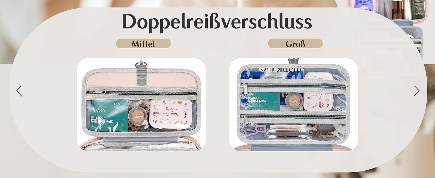 Чоловіча/Жіноча дорожня косметичка для підвішування – водонепроникна косметичка з прозорим вікном, легка, рожева, середнього розміру (30x23x10 см)