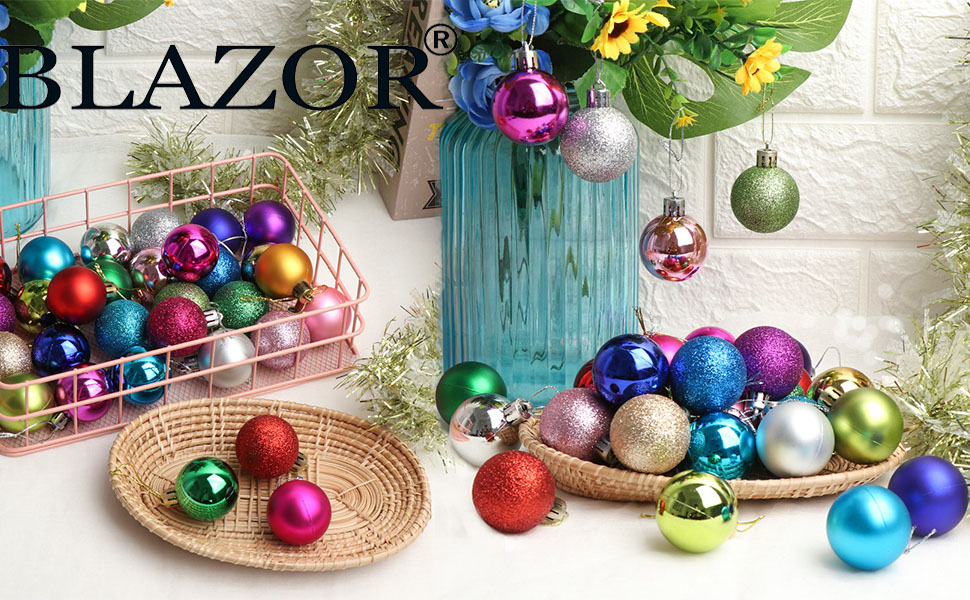 Новорічні кулі BLAZOR, 36 шт, 4 см, пластикові, червоні, золоті, срібні, для прикраси ялинки