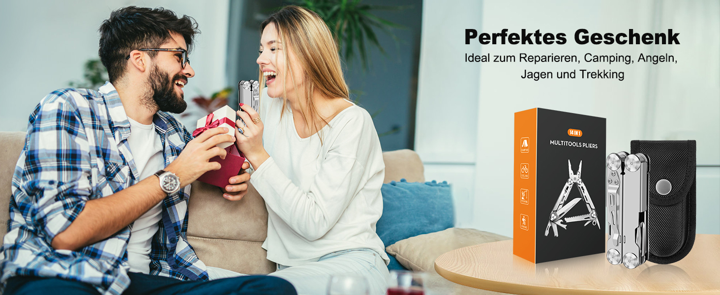 Мультитул 14 в 1 з нержавіючої сталі з кейсом: плоскогубці, ніж, пилка, викрутки для чоловіків. Ідеальний для кемпінгу, ремонту та подорожей