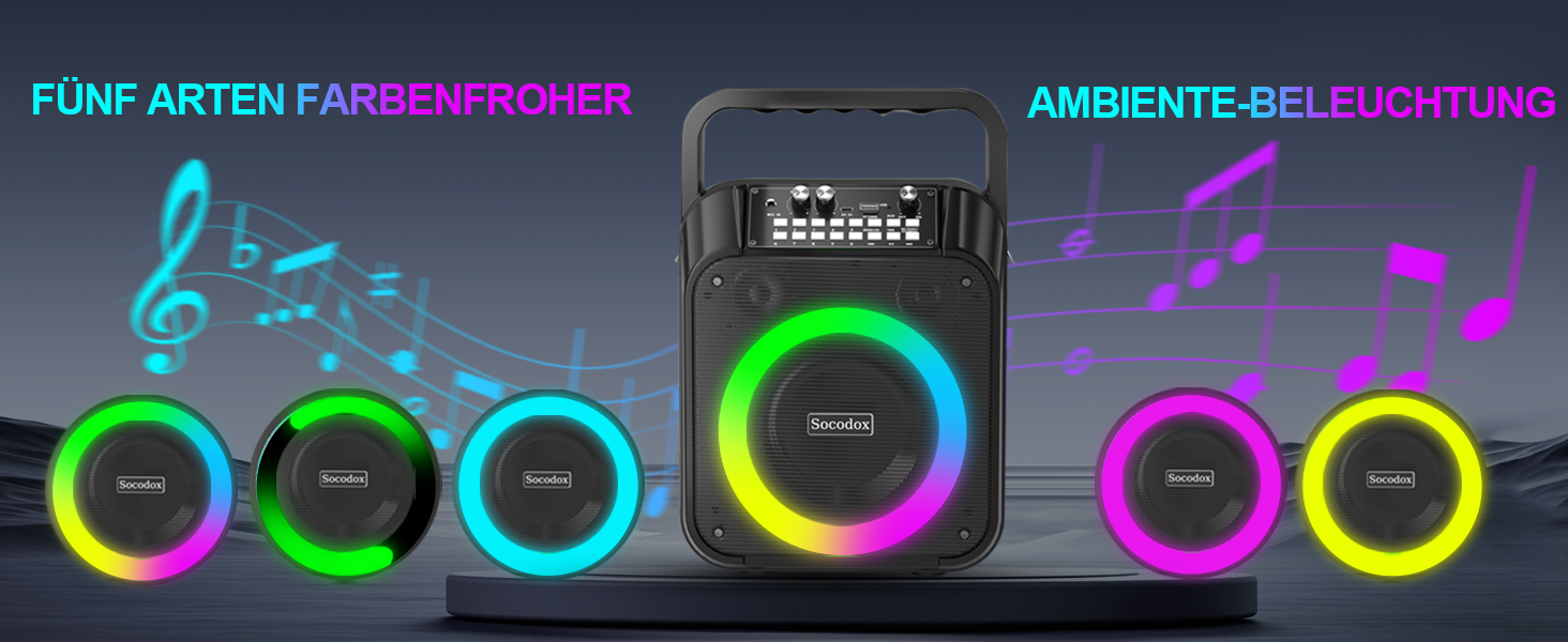 Караоке машина з Bluetooth, 2 мікрофонами, RGB-підсвічуванням та потужністю 30W