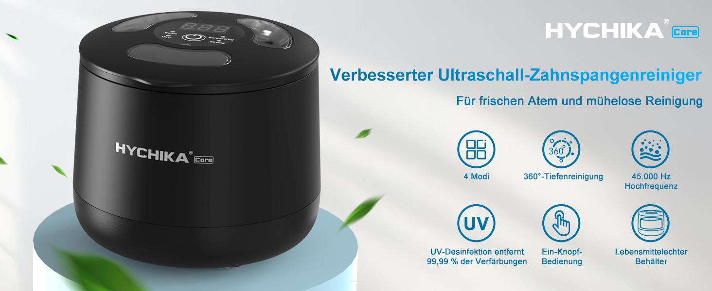 Ультразвуковий очищувач для кап, брекетів та елайнерів з УФ-стерилізацією 45 кГц, 4 режими, 200 мл, чорний