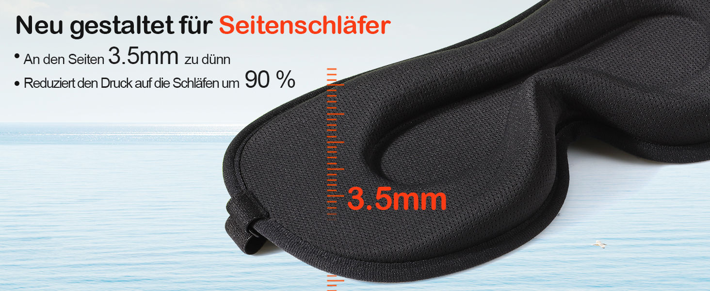 Маска для сну Boniesun для тих, хто спить на боці, з повітряними кишенями, блокує світло, регульована, м'яка та дихаюча, чорна
