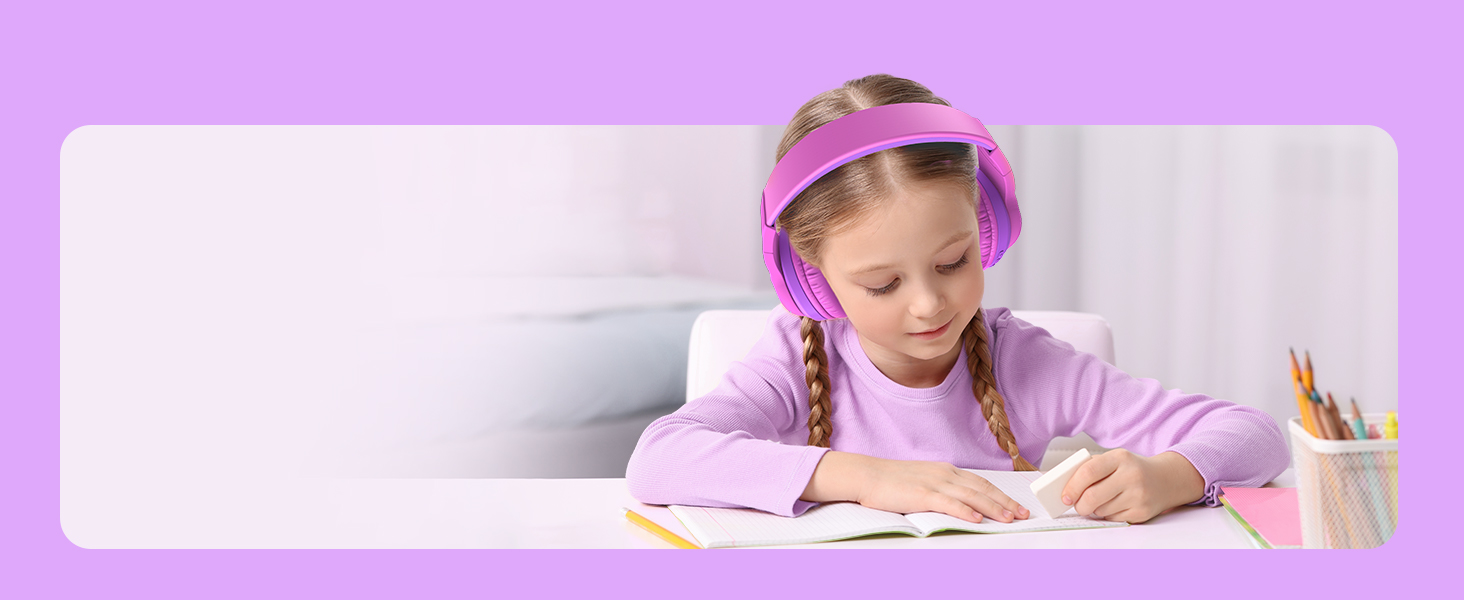 iClever Бездротові навушники для дітей з LED-підсвіткою, Over-Ear, Bluetooth 5.2, мікрофон, BTH12 Рожевий/Фіолетовий