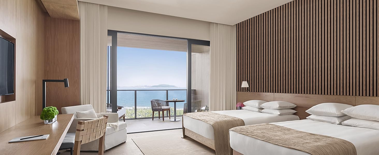 Акустичні панелі AKK-STAR з дерева (набір 2 шт), 1200x600x18 мм, 1.44 м² — 3D стінові панелі для шумоізоляції та декору вітальні та офісу, колір чорний горіх